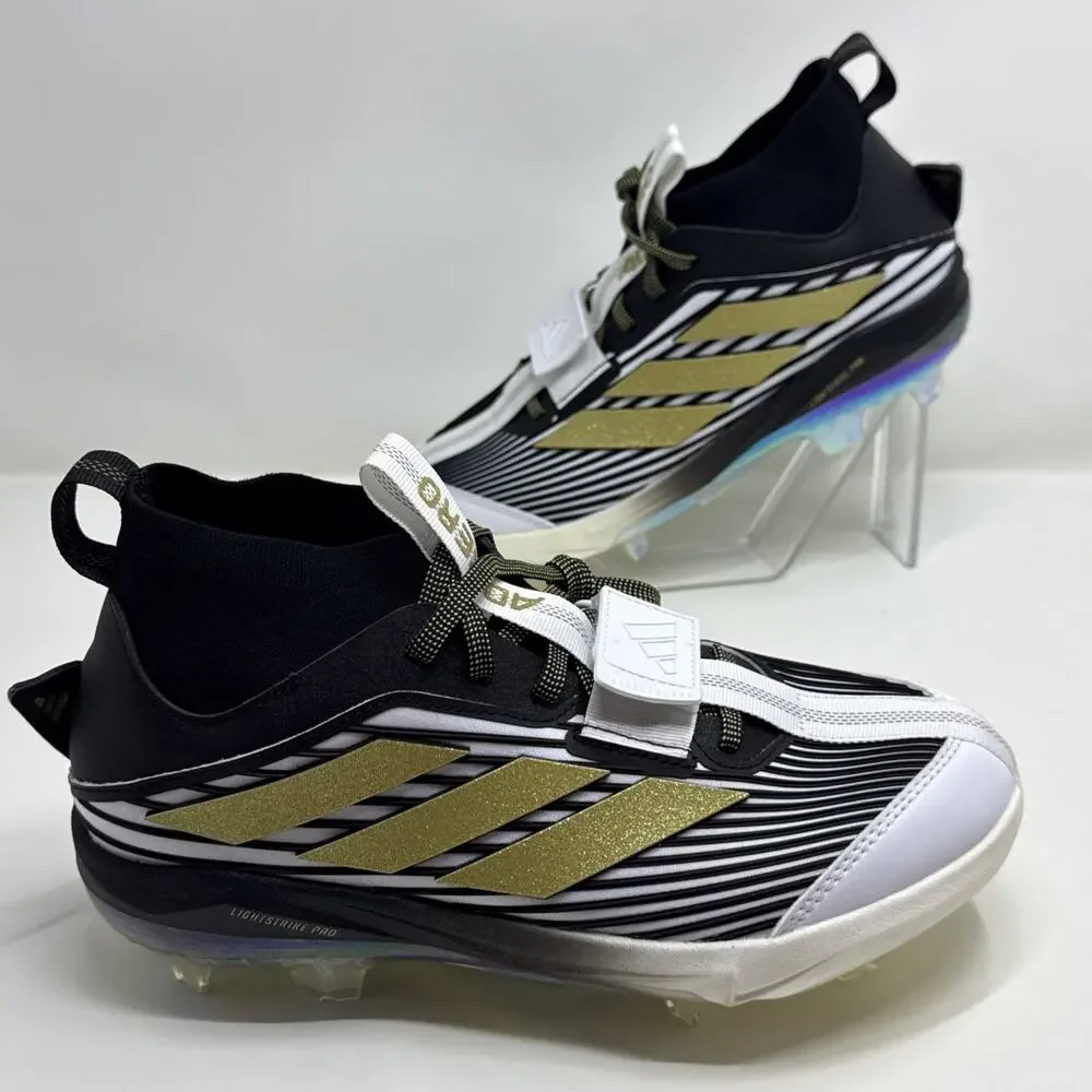 Adidas Adizero Edge+ TPU Core Black Gold Metallic Baseball Cleat JQ7464 Sz 6.5
